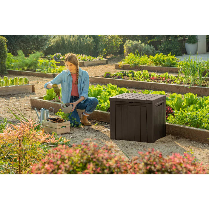 Keter Urban Box 2 in 1 - 113L Storage Box and Seat - Brown