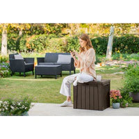 Keter Urban Box 2 in 1 - 113L Storage Box and Seat - Brown