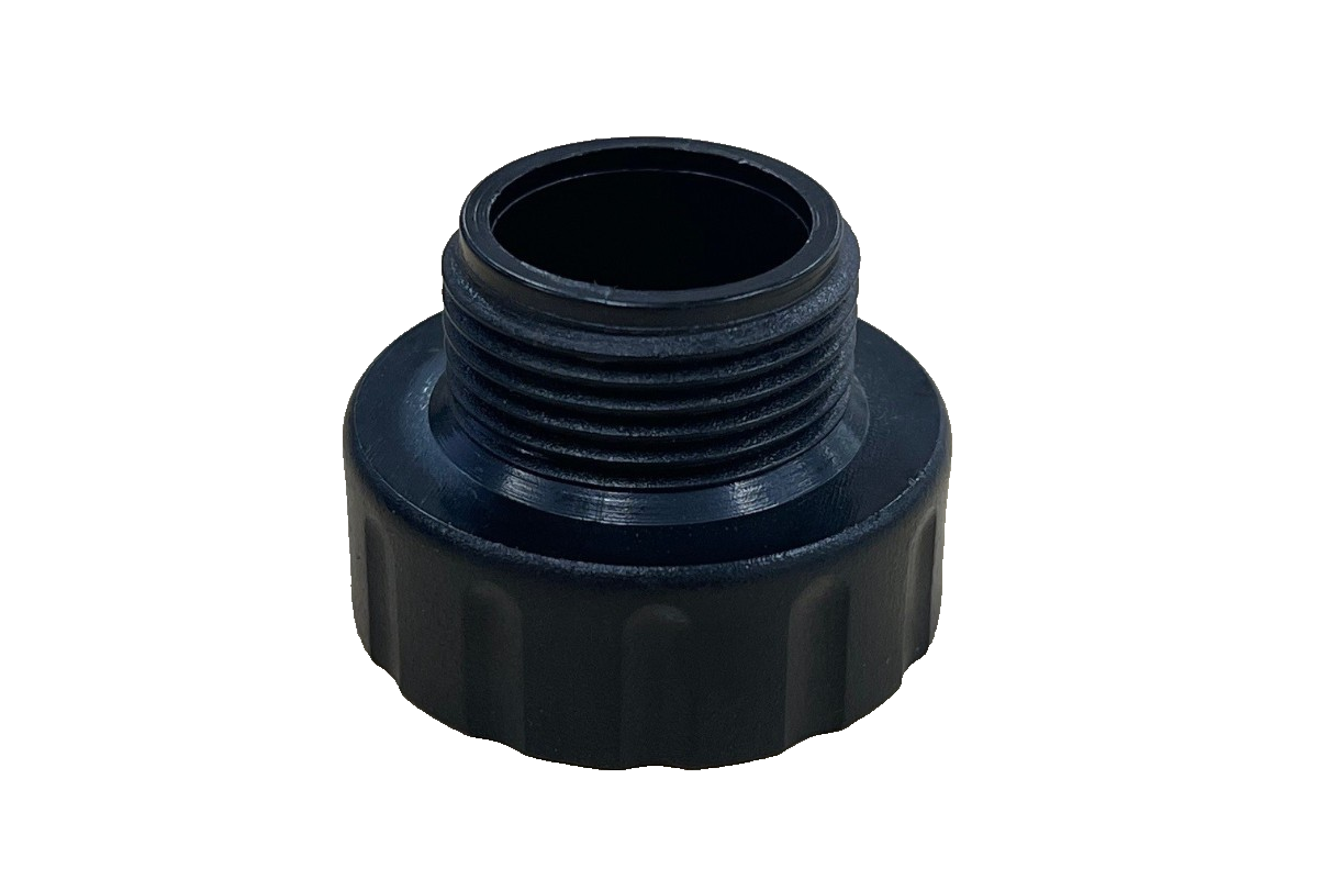Plastic Garden Tap Reducing Adaptor 25mm Female x 20mm Male - Black