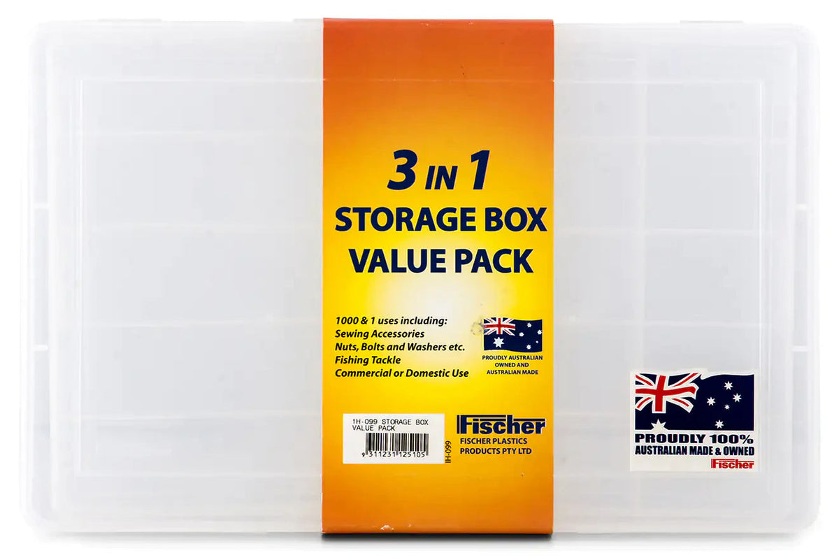 Fischer Plastics 3-in-1 Storage Box Value Pack Clear
