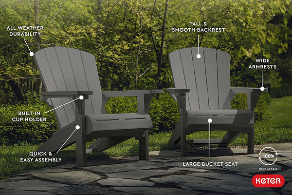 Keter Alpine Adirondack Chair - Graphite 2 Pack