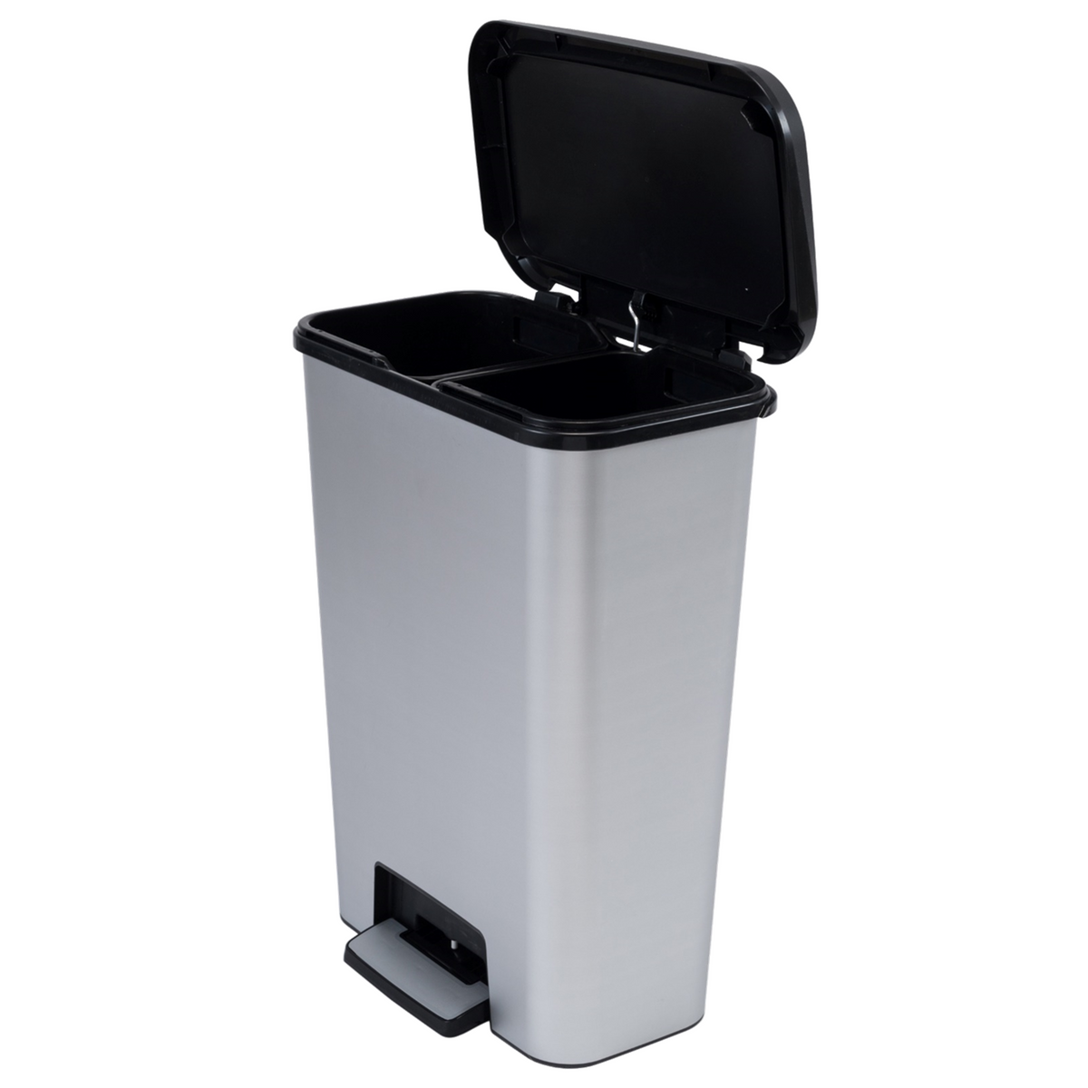 Curver Compattia 50L Duo Pedal Recycling Bin 23 + 23L – Steel Look