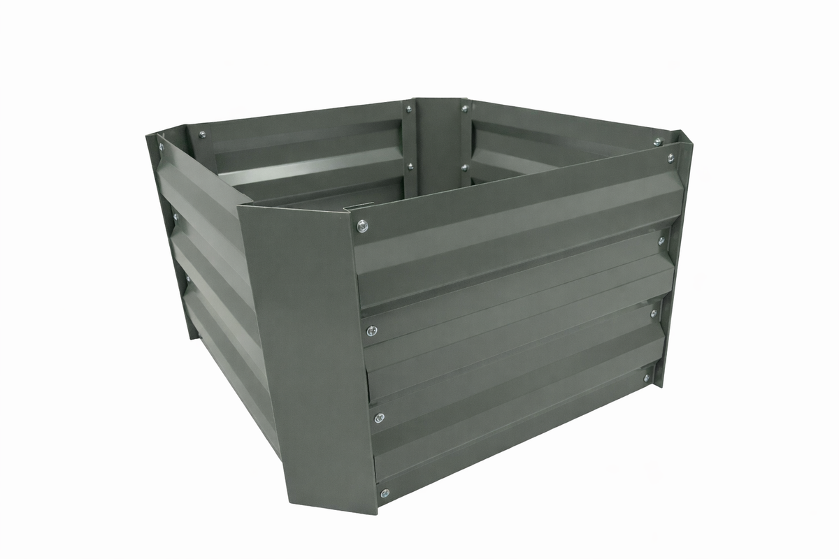 Greenlife Small Metal Raised Garden Bed 600 x 600 x 300mm Slate Grey
