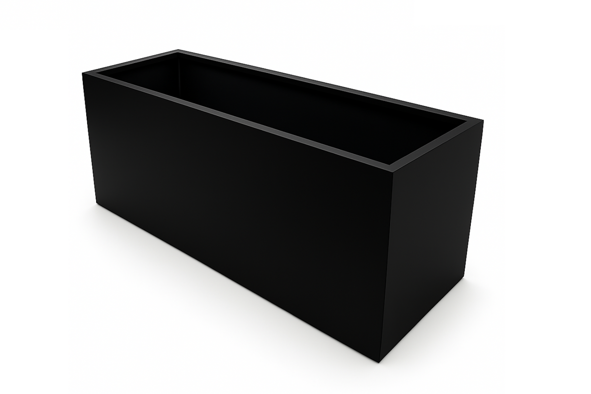 Greenlife Metal Designer Planter Box with Base 1200 x 400 x 500mm Black