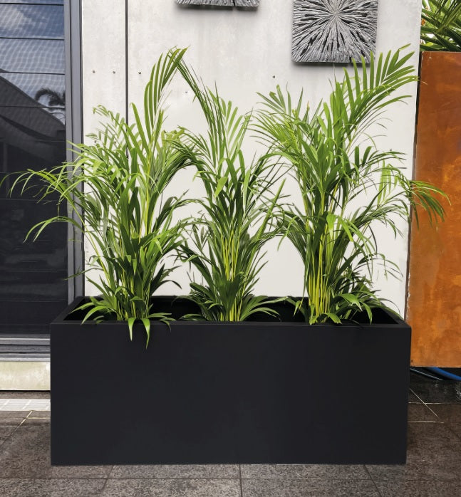 Greenlife Metal Designer Planter Box with Base 1200 x 400 x 500mm Black