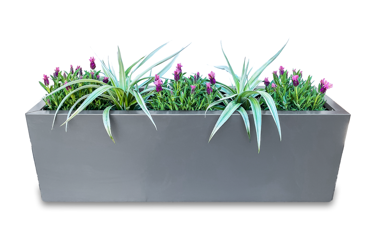 Greenlife Metal Designer Planter Box with Base 1200 x 340 x 400mm Slate Grey
