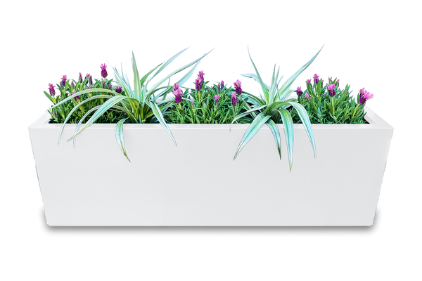 Greenlife Metal Designer Planter Box with Base 1200 x 340 x 400mm Vibrant White