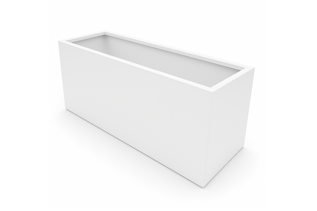 Greenlife Metal Designer Planter Box with Base 1200 x 400 x 500mm Vibrant White