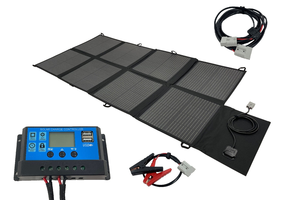 200W Portable Folding Solar Panel Blanket Kit with PWM Controller & Accessories