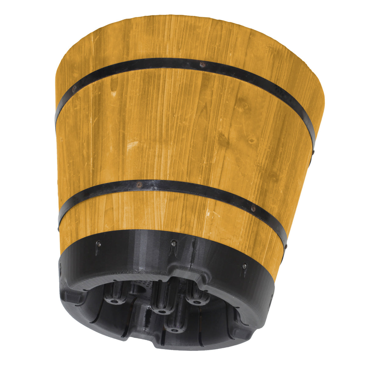 VegTrug Wooden Barrel Small 37cm with Plastic Base - Natural (3 Pack)