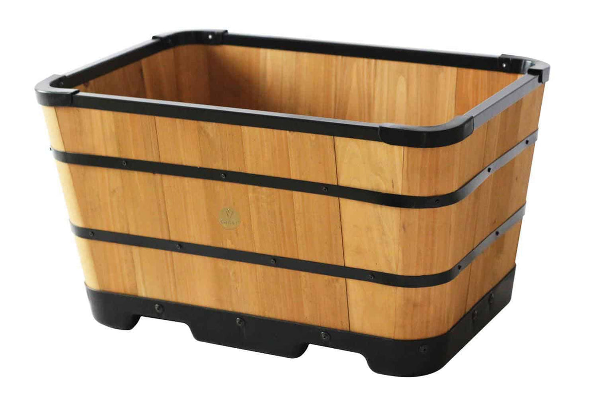 VegTrug Wooden Planter Trough 60cm with Plastic Base - Natural (2 Pack)
