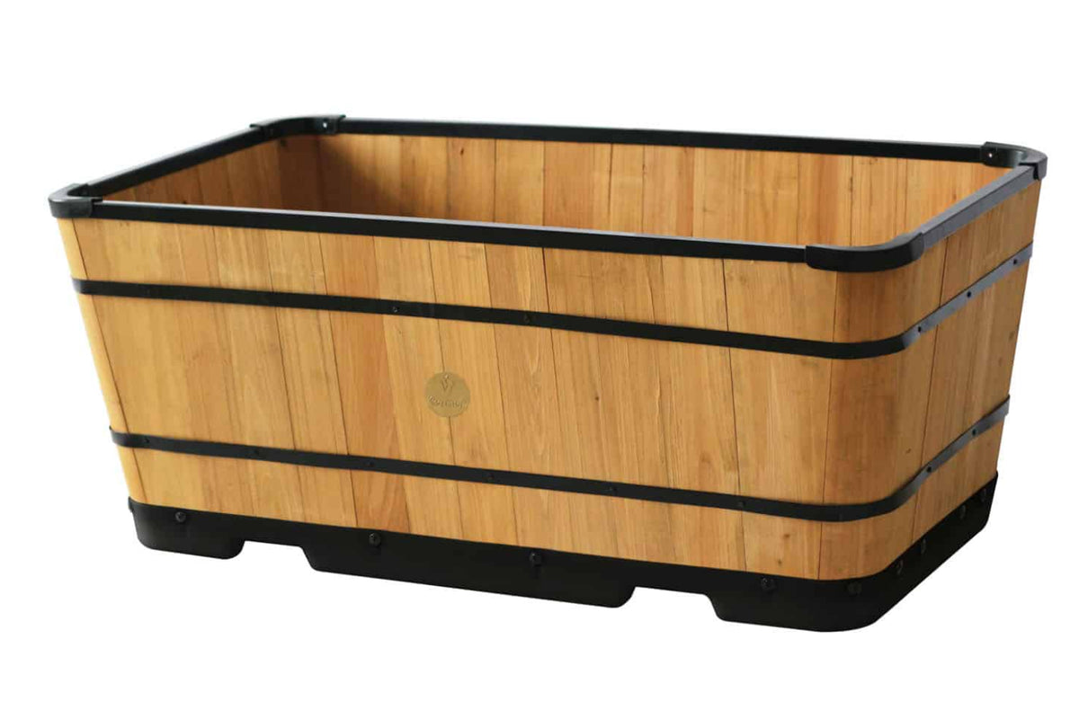 VegTrug Wooden Planter Trough 90cm with Plastic Base - Natural (3 Pack)