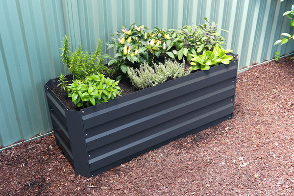 Slimline Garden Bed - Charcoal + Drop Over Greenhouse