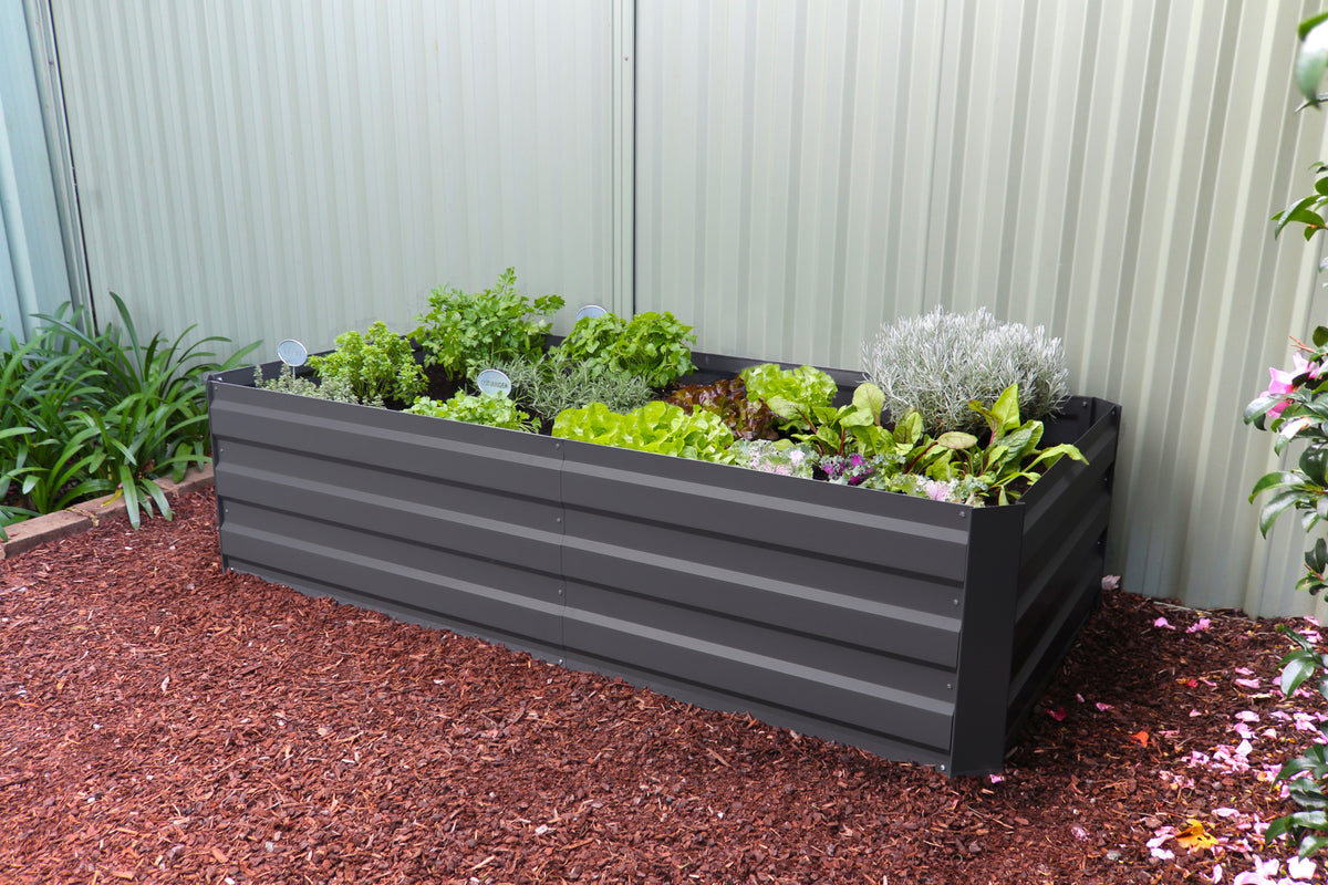Greenlife Large Raised Garden Bed with 2 Support Braces 1800 x 900 x 450mm Charcoal
