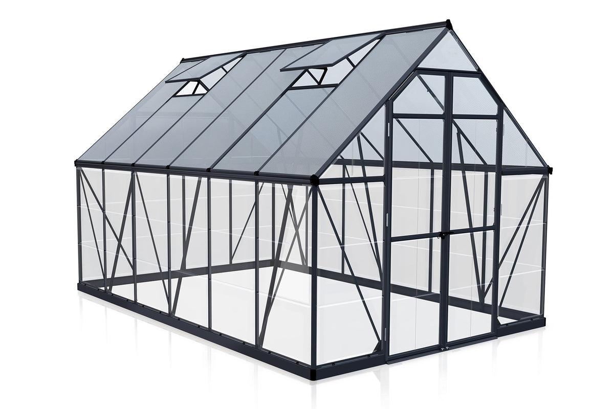 Maze Balance Polycarbonate Greenhouse 8' x 12' Grey (2.5m x 3.7m)