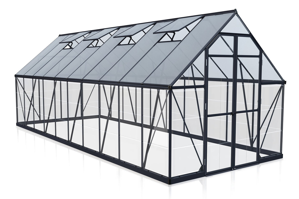 Maze Balance Polycarbonate Greenhouse 8' x 20' Grey (2.5m x 6.1m)