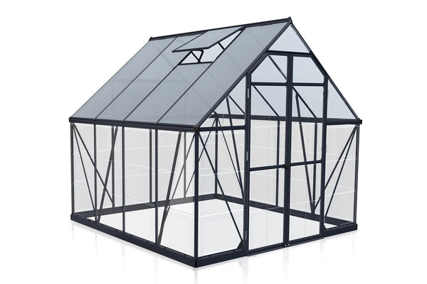 Maze Balance Premium Polycarbonate Greenhouse 8' x 8' - Grey Frame