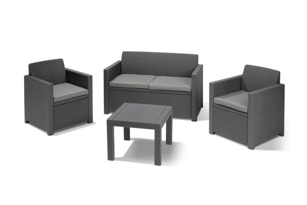 Keter Alabama Wicker Lounge Set with Cushions - Graphite