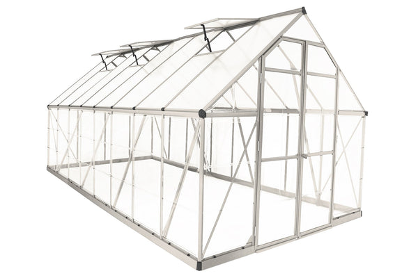Maze Balance Premium Polycarbonate Greenhouse 8' x 16' - Silver Frame
