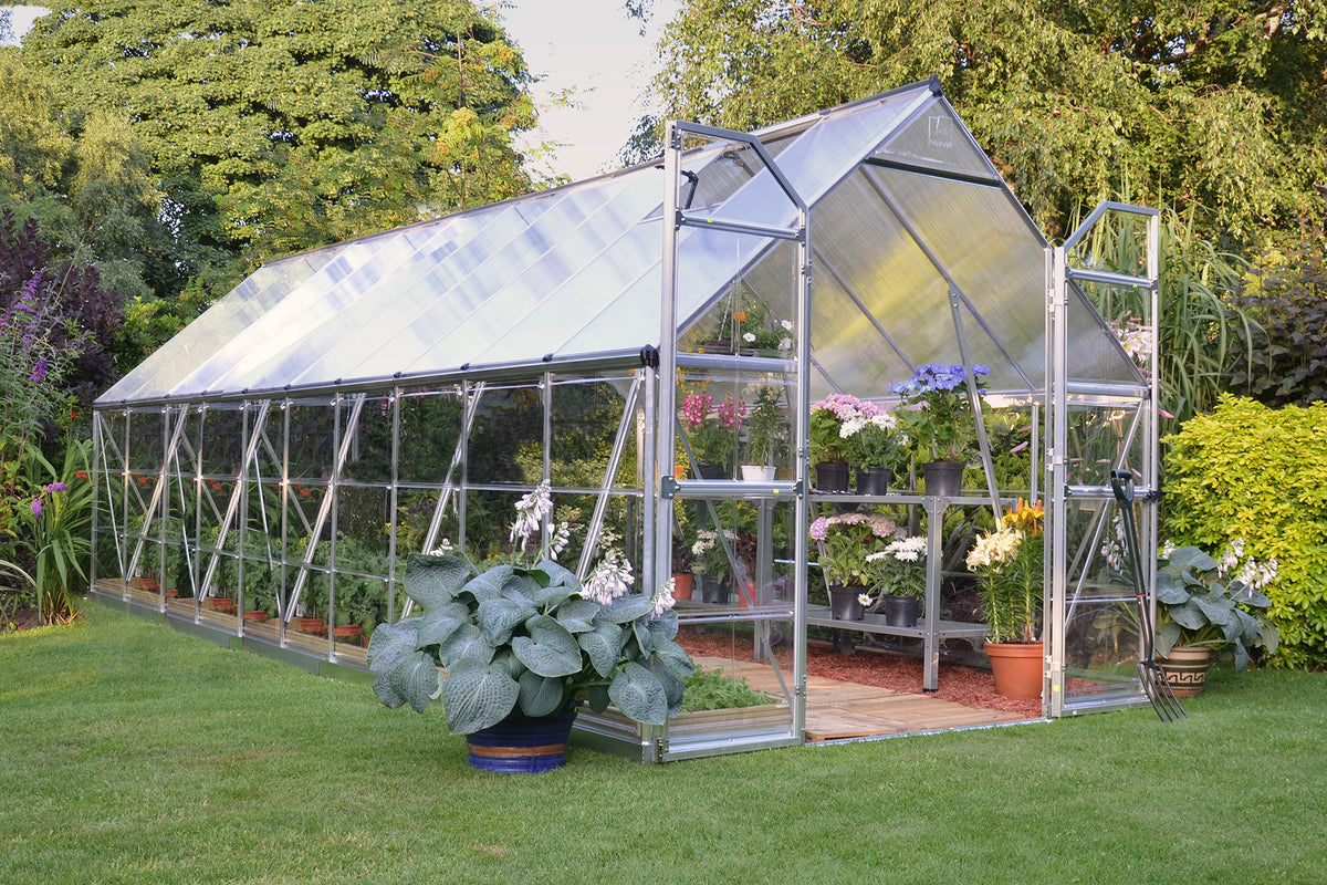 Maze Balance Polycarbonate Greenhouse 8' x 20' Silver (2.5m x 6.1m)