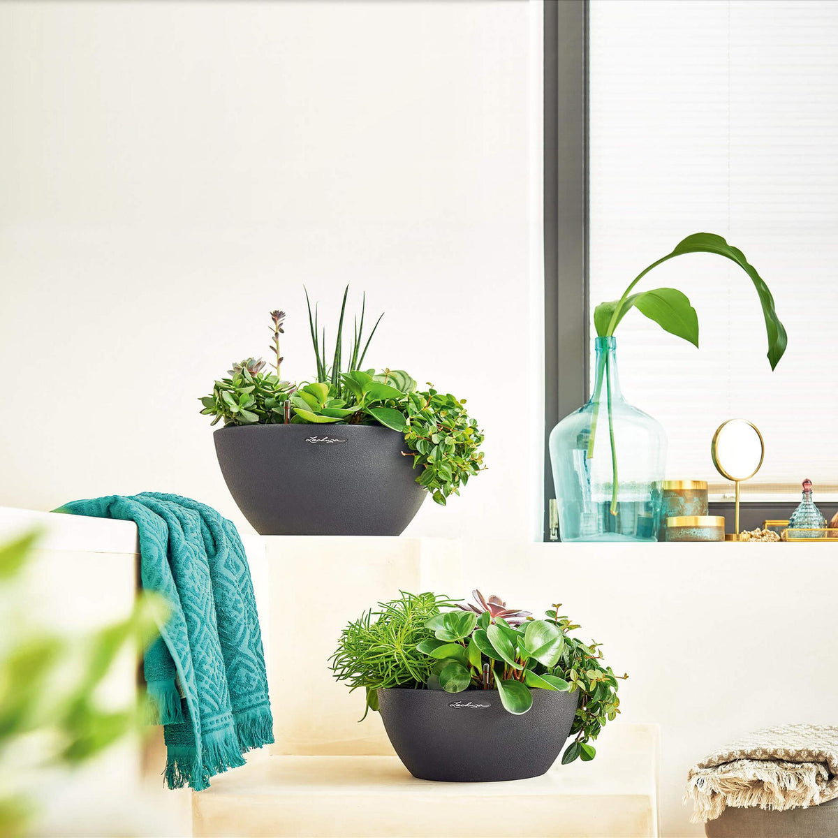 Lechuza Self-Watering Pot - CUBETO Stone 30 Bowl