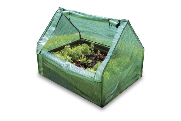 Greenlife Raised Garden Bed 1200 x 900 x 300 - Eucalypt Green + Drop Over Greenhouse