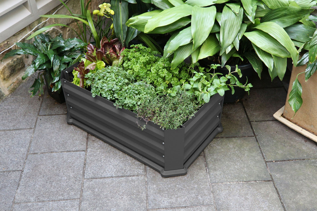 Greenlife Patio Garden Bed with Base Charcoal + Drop Over Greenhouse 880 x 580 x 820