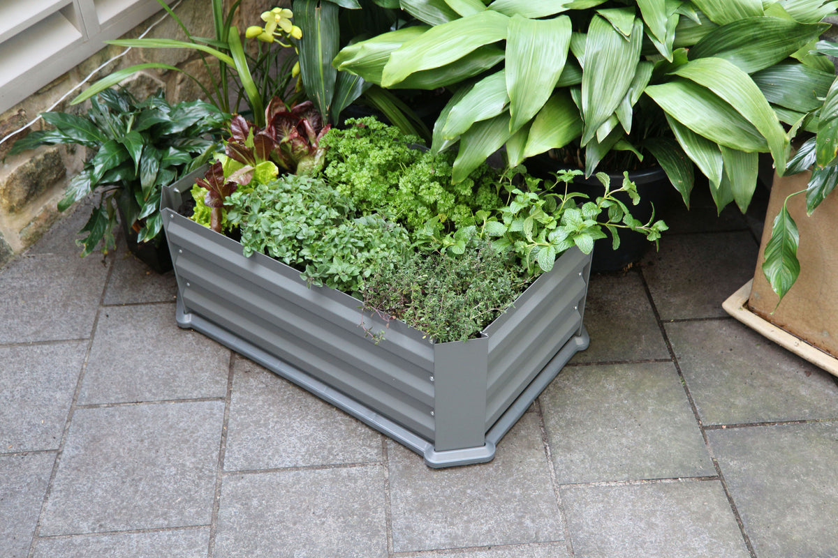 Greenlife Patio Garden Bed with Base Slate Grey + Drop Over Greenhouse 880 x 580 x 820