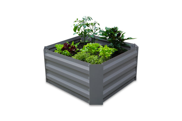 Greenlife Small Metal Raised Garden Bed 600 x 600 x 300mm Slate Grey