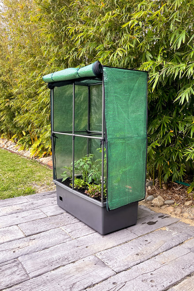 Greenlife Self-Watering Mobile Planter Box with Greenhouse & Netting