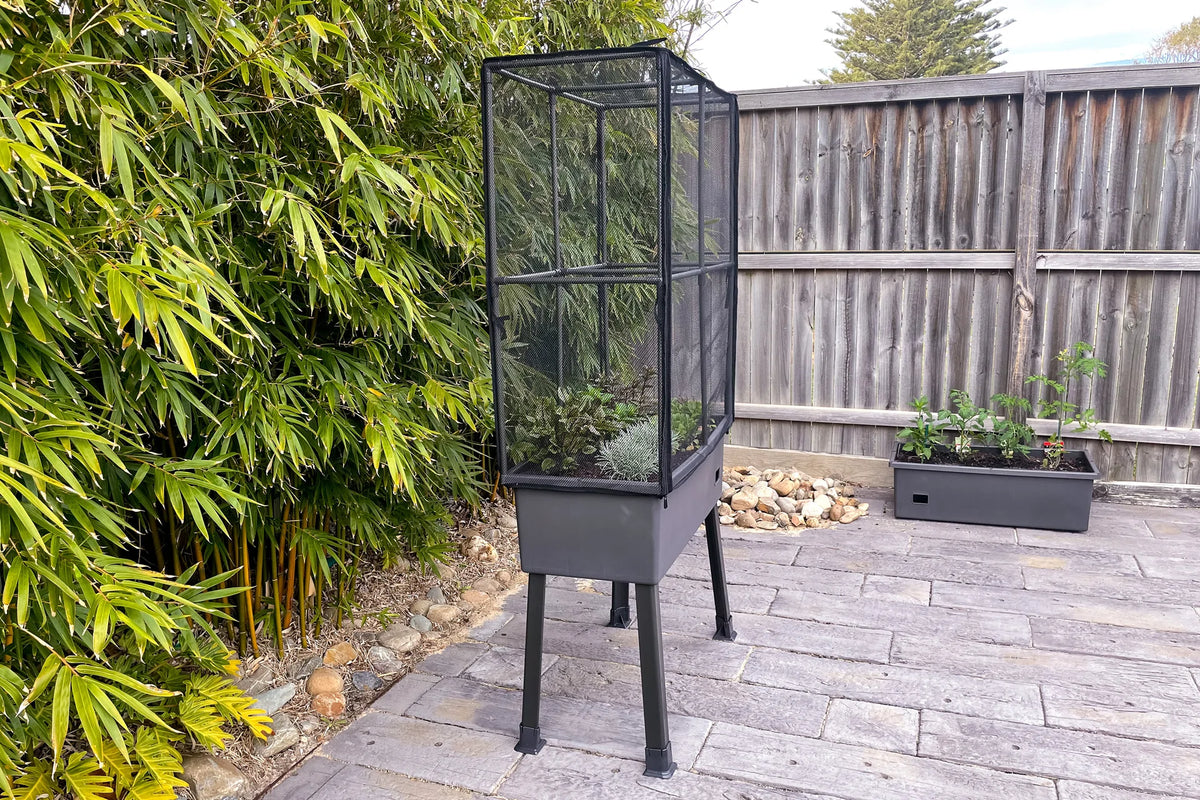 Greenlife Self-Watering Mobile Planter Box with Greenhouse + Leg Kit Bundle