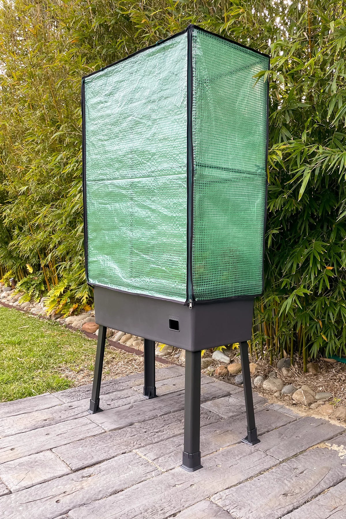 Greenlife Self-Watering Mobile Planter Box with Greenhouse + Leg Kit Bundle