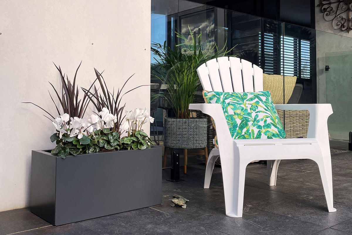 Greenlife Metal Designer Planter Box with Base 600 x 300 x 300mm Charcoal