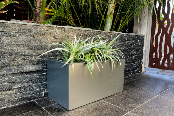 Greenlife Metal Designer Planter Box with Base 600 x 300 x 300mm Charcoal