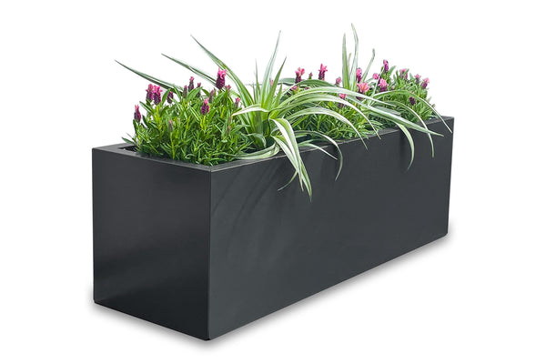 Greenlife Metal Designer Planter Box with Base 900 x 300 x 300mm Charcoal