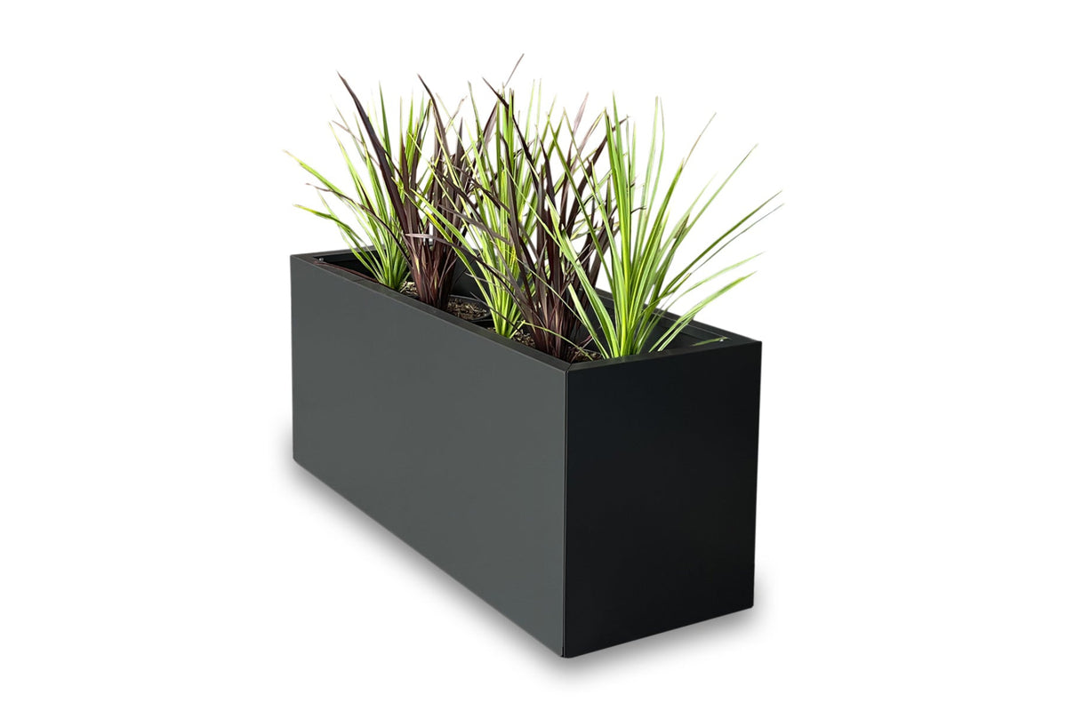 Greenlife Metal Designer Planter Box with Base 900 x 340 x 400mm Charcoal