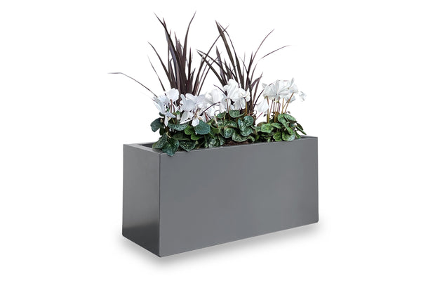 Greenlife Metal Designer Planter Box with Base 600 x 300 x 300mm Slate Grey