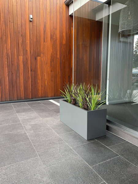 Greenlife Metal Designer Planter Box with Base 900 x 340 x 400mm Slate Grey