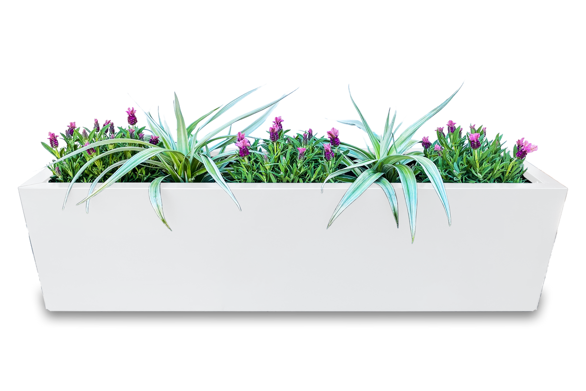 Greenlife Metal Designer Planter Box with Base 1200L x 300W x 300H Vibrant White