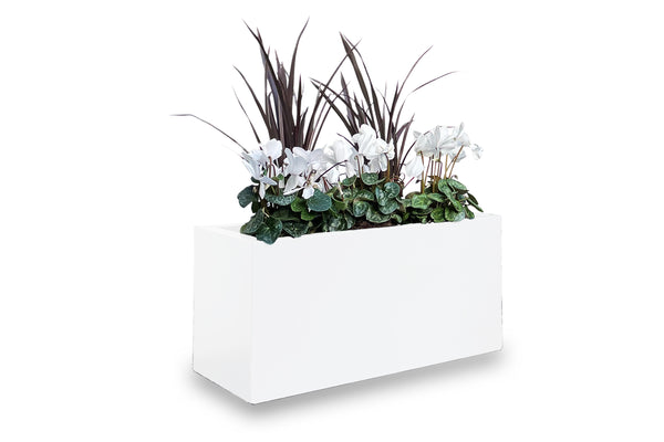 Greenlife Metal Designer Planter Box with Base 600 x 300 x 300mm Vibrant White