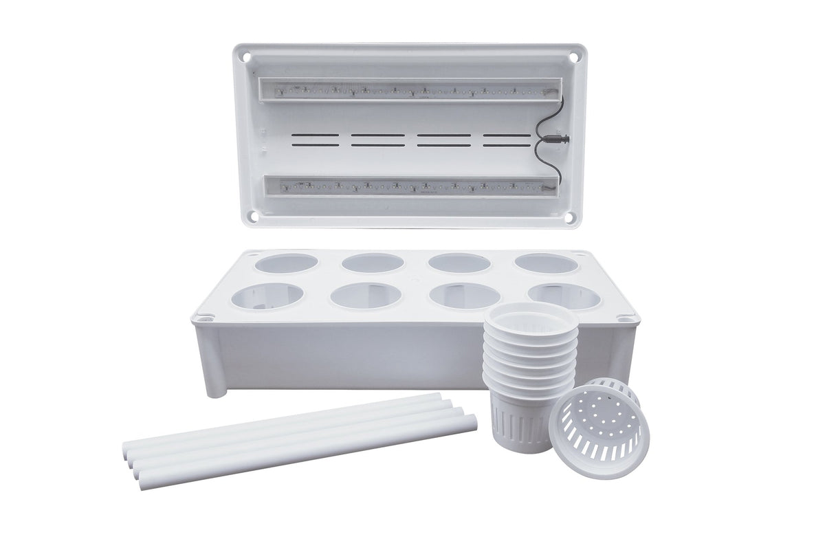 Greenlife Self-Watering Salad Planter Grower with LED Lights and 8 Pots - White