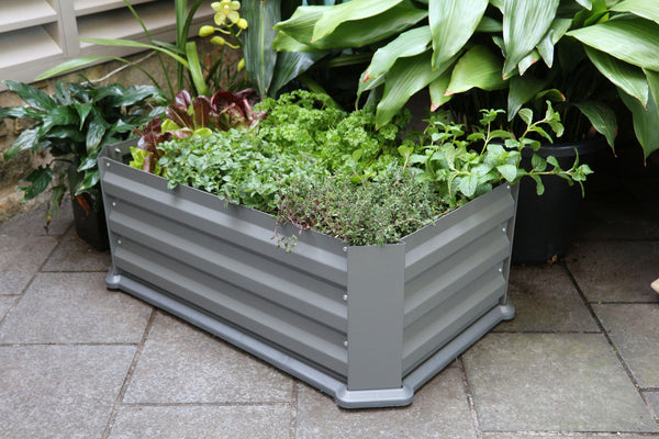 Patio Garden Bed with Base - Slate Grey + Drop Over Greenhouse