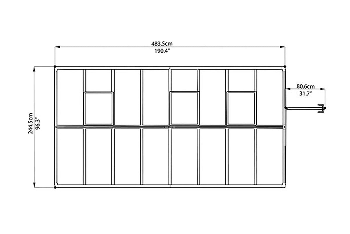 Maze Glory Polycarbonate Greenhouse 8' x 16' Grey (2.5m x 4.9m)
