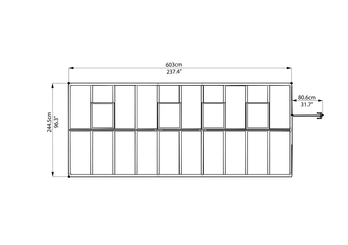 Maze Glory Polycarbonate Greenhouse 8' x 20' Grey (2.5m x 6.1m)
