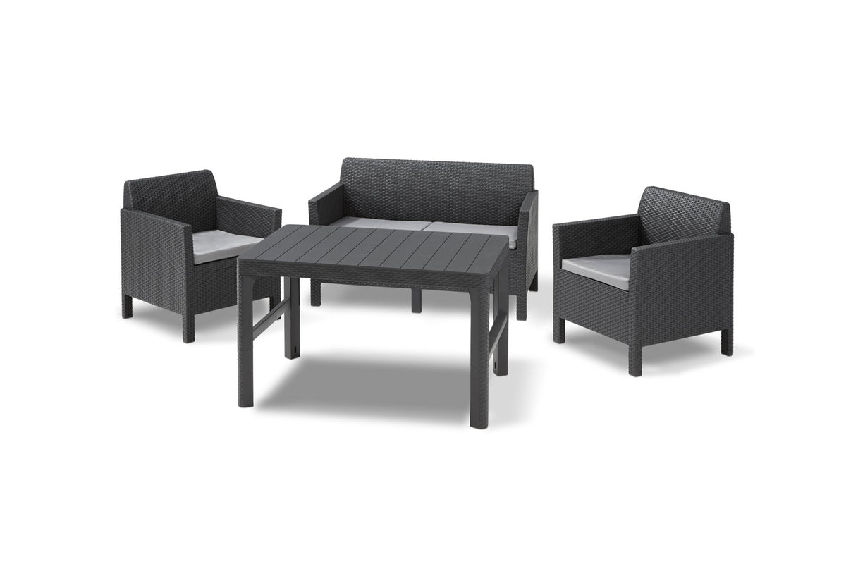 Keter Orlando Lounge Set with Storage Table and Cushions - Graphite