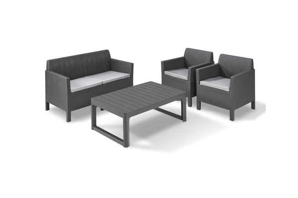 Keter Orlando Lounge Set with Storage Table and Cushions - Graphite