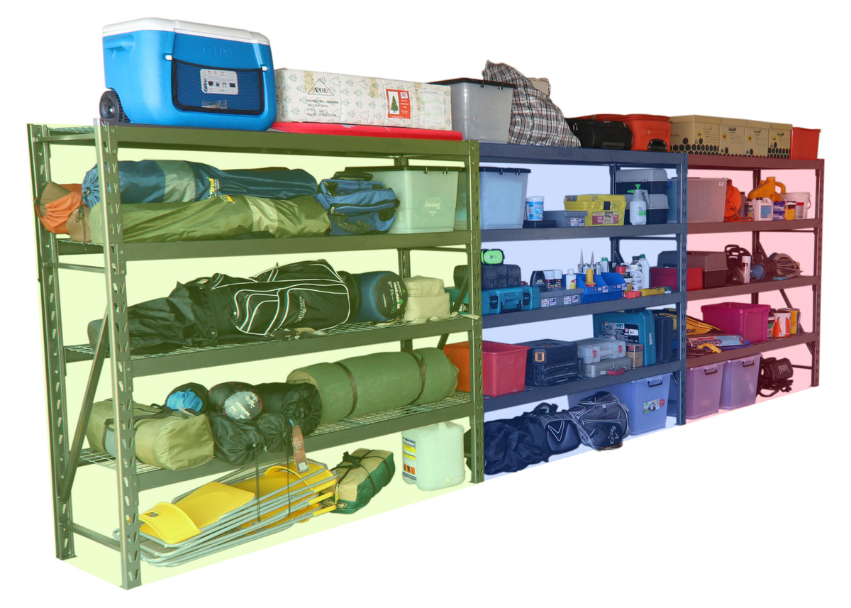 Summit Industrial Rack Shelving 4 Shelf Add-On Bay Kit - Links onto Starter Bay