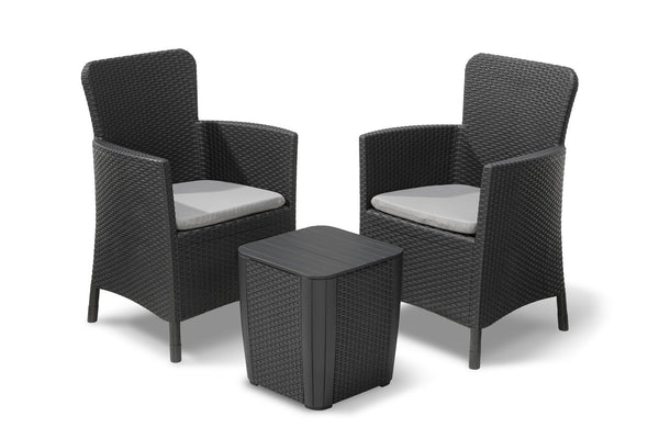 Keter Miami Outdoor Rattan Balcony Set with Cushions - Graphite