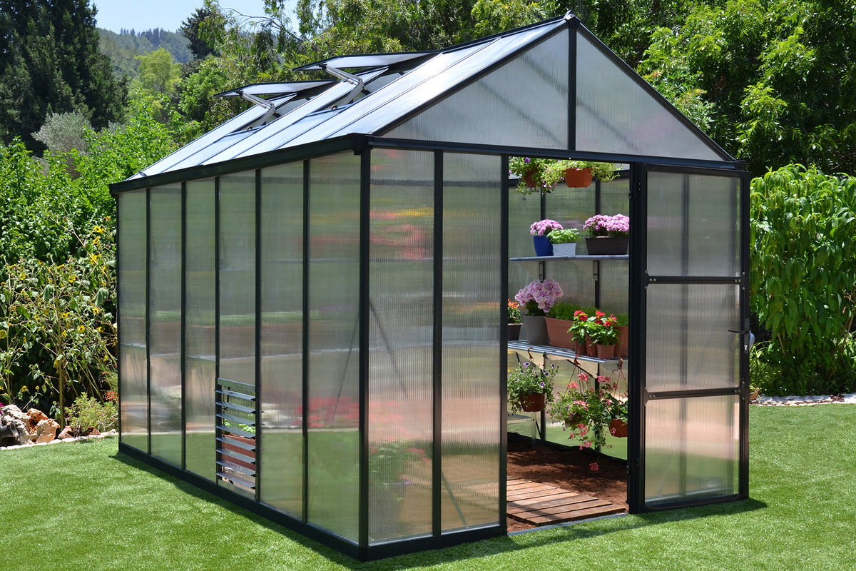 Maze Glory Polycarbonate Greenhouse 8' x 12' Grey (2.5m x 3.7m)