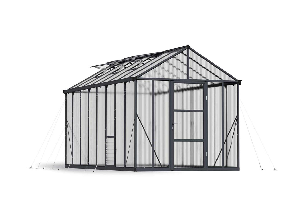 Maze Glory Polycarbonate Greenhouse 8' x 16' Grey (2.5m x 4.9m)